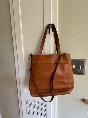 Madewell Cognac Leather Tote with Adjustable Strap